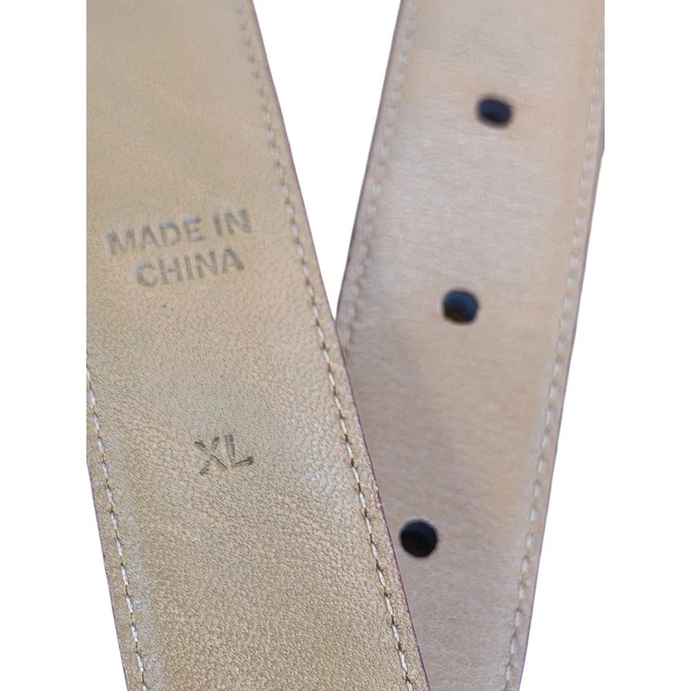 Lauren Ralph Lauren Red Skinny Belt Women SZ XL Embossed Leather Reptile Bold